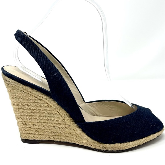 KORS Michael Kors Shoes - KORS MICHAEL KORS SLINGBACK PEEP TOE NAVY WEDGES
